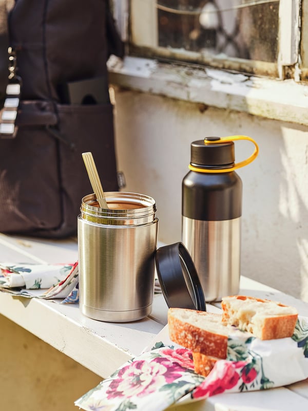 HETLEVRAD - HETLEVRAD Insulated flask, stainless steel/black, 0.5 l