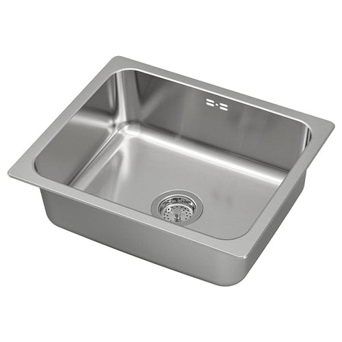 HILLESJÖN inset sink, 1 bowl, stainless steel, 56x46 cm