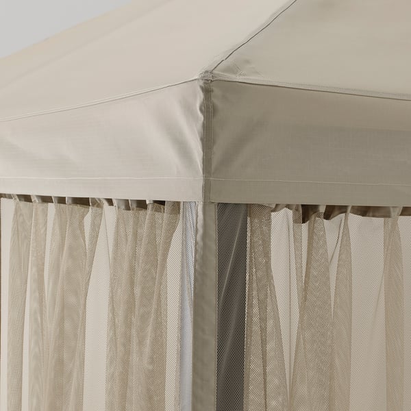HIMMELSÖ gazebo with net, dark grey/grey-beige