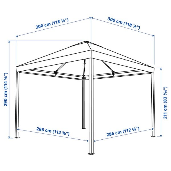 Ikea HIMMELSÖ - Gazebo with curtains, dark grey/grey-beige
