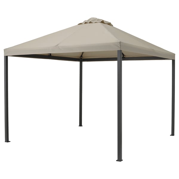 HIMMELSÖ gazebo, dark grey/grey-beige, 300x300 cm