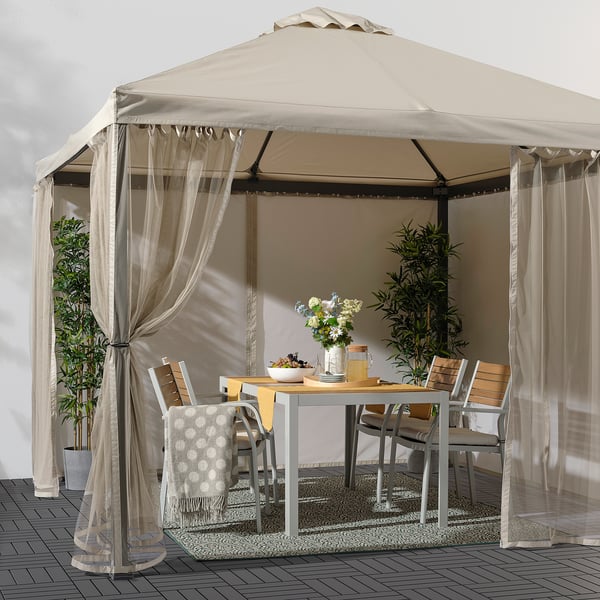 HIMMELSÖ net for gazebo, grey-beige, 300x190 cm, 4 pack