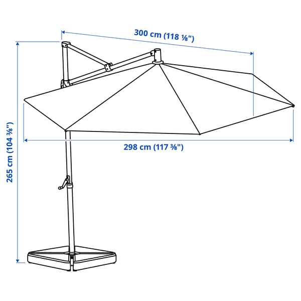 HISSÖ - HISSÖ Parasol, hanging, anthracite, 300 cm