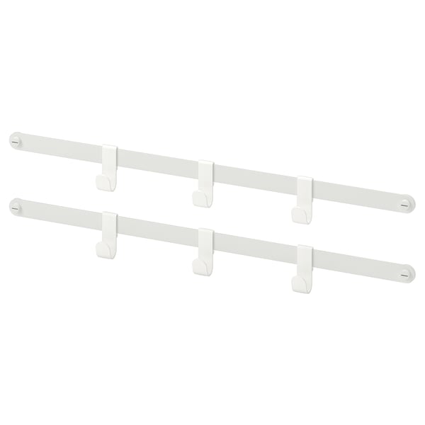 HJÄLPA 2 suspension rails + 6 hooks, white, 55 cm