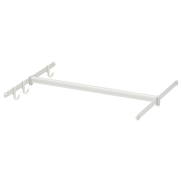 HJÄLPA clothes rail+2 susp rails+3 hooks, adjustable/white, 60-100x55 cm