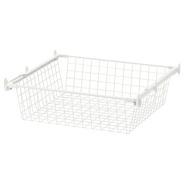 HJÄLPA wire basket with pull-out rail, white, 60x55 cm