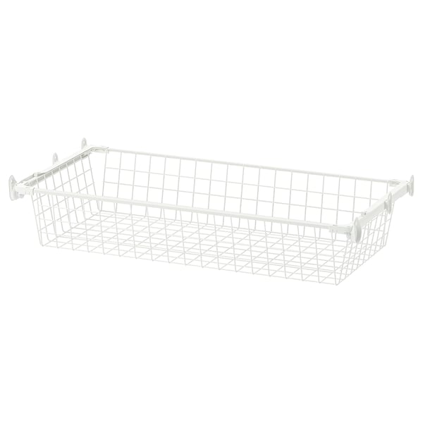 HJÄLPA wire basket with pull-out rail, white, 80x40 cm