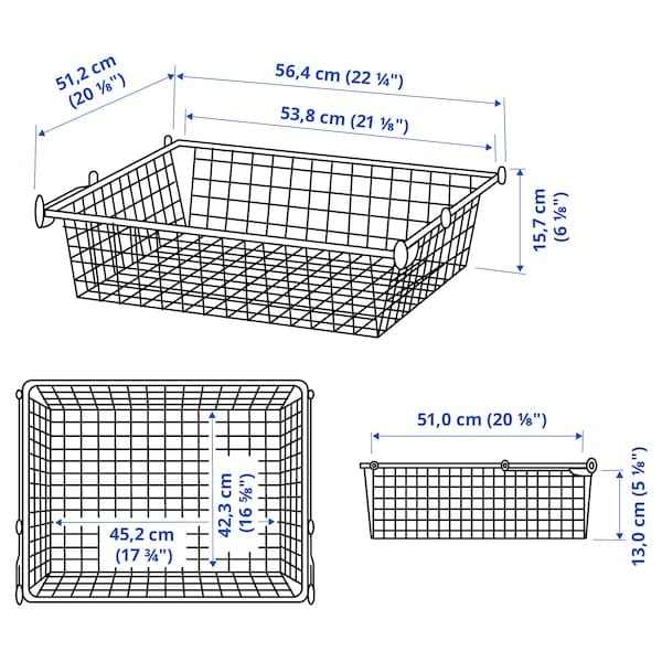 Ikea HJÄLPA - Wire basket with pull-out rail, white, 60x55 cm