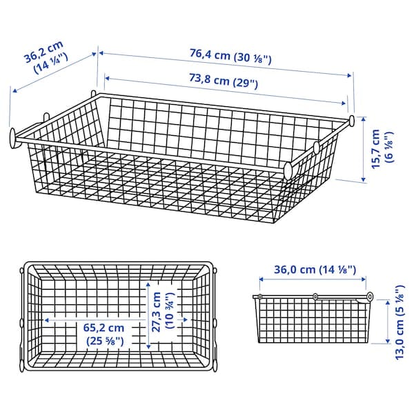Ikea HJÄLPA - Wire basket with pull-out rail, white, 80x40 cm