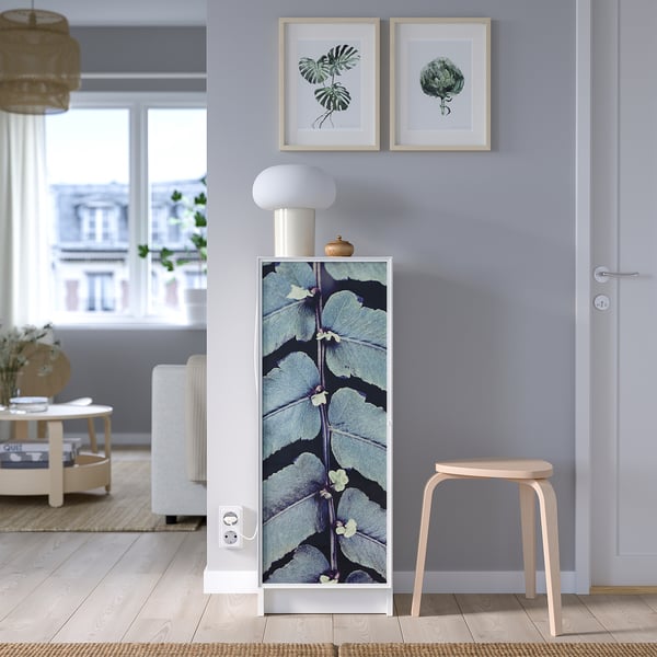 HÖGBO glass door, white, 40x97 cm