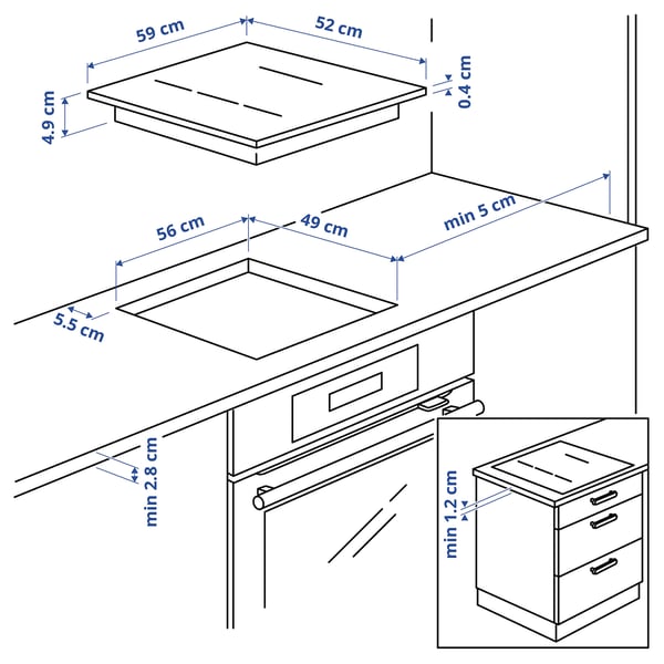 HÖGKLASSIG induction hob, IKEA 700 black, 59 cm