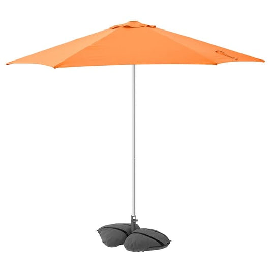 Ikea HÖGÖN / IGGÖN - Parasol with base, bright orange/dark gray,270 cm