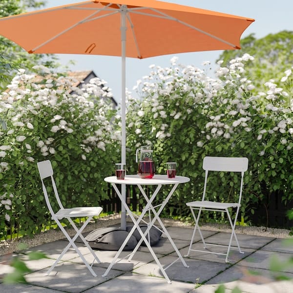 Ikea HÖGÖN / IGGÖN - Parasol with base, bright orange/dark gray,270 cm