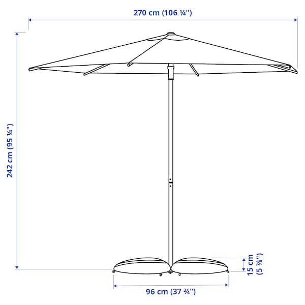 Ikea HÖGÖN / IGGÖN - Parasol with base, bright orange/dark gray,270 cm