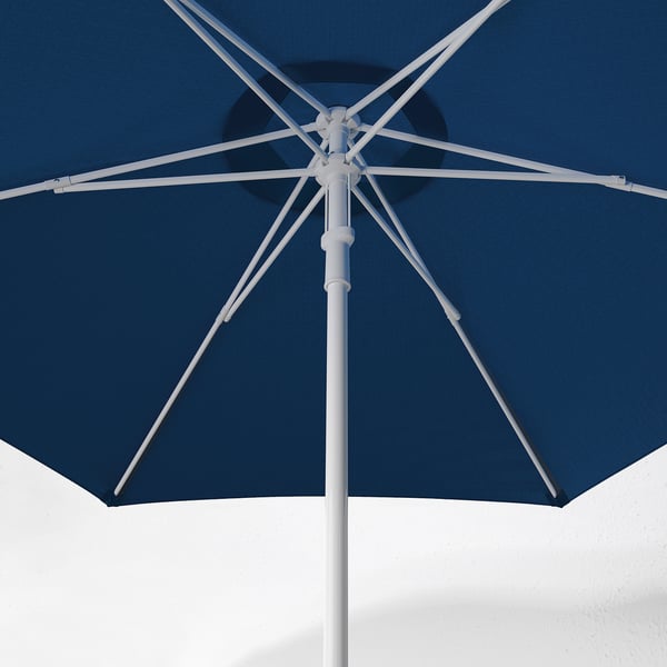 HÖGÖN / IGGÖN parasol with base, dark blue/dark grey, 270 cm
