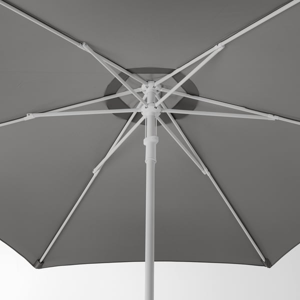 HÖGÖN / IGGÖN parasol with base, grey/dark grey, 270 cm