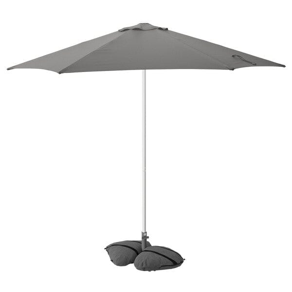 Ikea HÖGÖN / IGGÖN - Parasol with base, gray/dark gray,270 cm