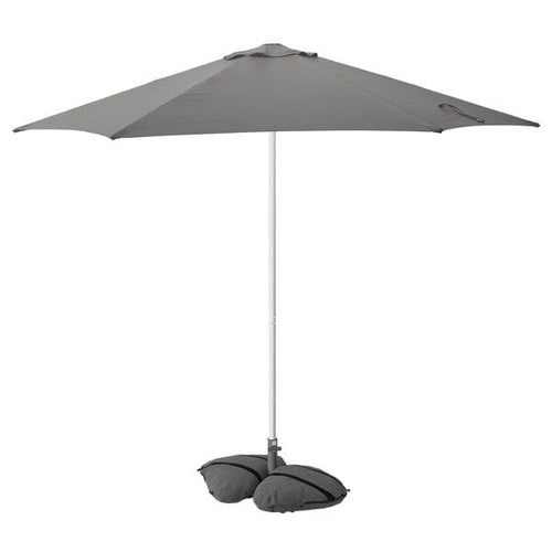 HÖGÖN / IGGÖN - Parasol with base, gray/dark gray,270 cm