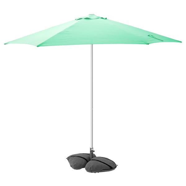 Ikea HÖGÖN / IGGÖN - Umbrella with base, light green/dark gray,270 cm