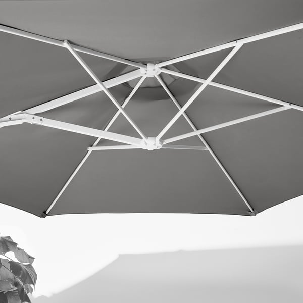 HÖGÖN parasol, hanging, grey, 270 cm