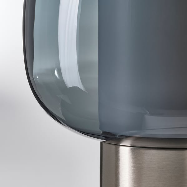 HÖGVIND table lamp, nickel-plated/grey glass, 22 cm