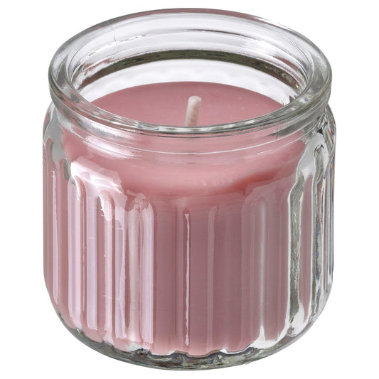 HÖKGÖK scented candle in glass, Red berries light pink, 5 cm