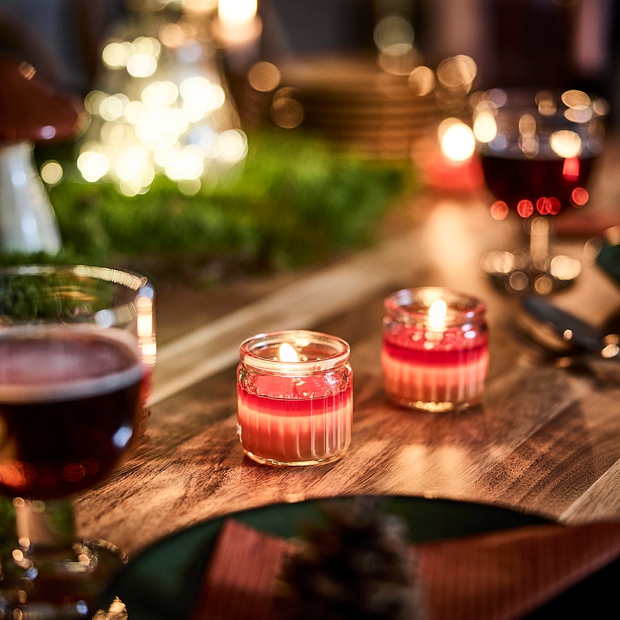 HÖKGÖK scented candle in glass, Clementine & clove orange, 12 hr