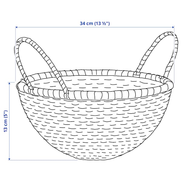 HÖKRUBBA - Basket, sedge, 34 cm