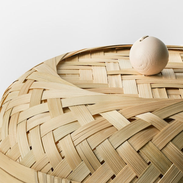 HÖKRUBBA - Basket with lid, bamboo, 25 cm