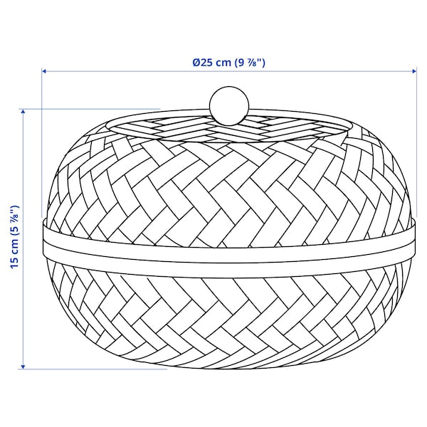 HÖKRUBBA - Basket with lid, bamboo, 25 cm