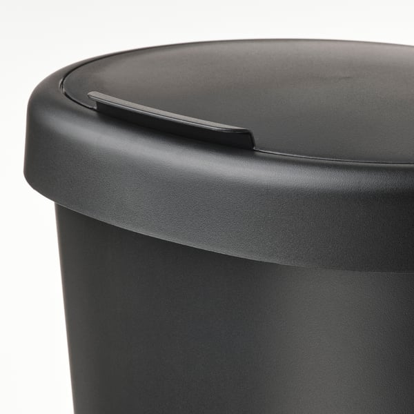HÖLASS - HÖLASS Bin with lid, black, 8 l