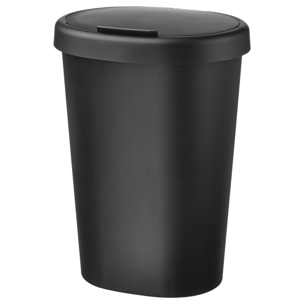 HÖLASS - HÖLASS Bin with lid, black, 8 l