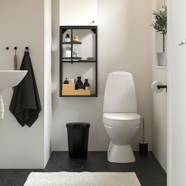 HÖLASS - HÖLASS Bin with lid, black, 8 l