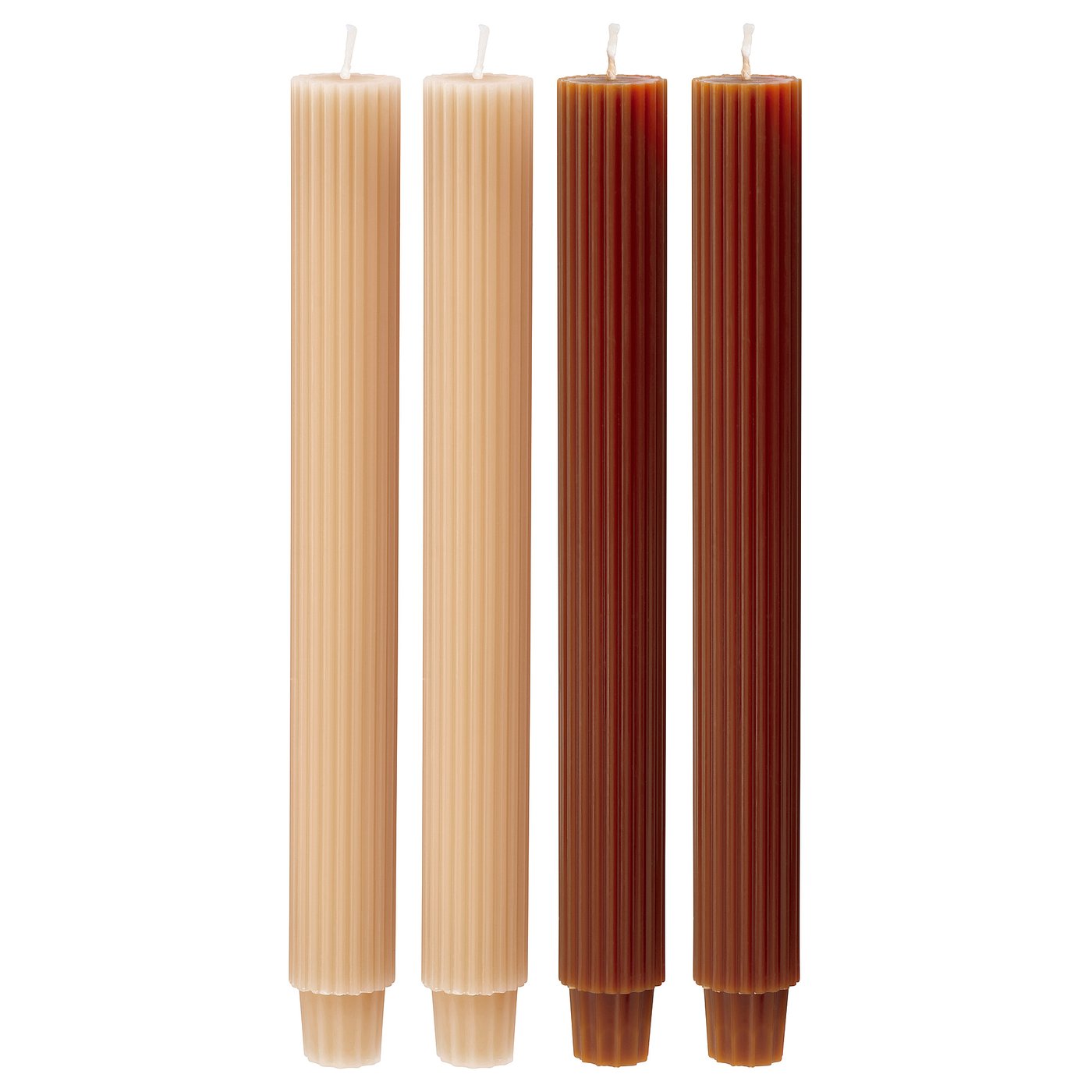 HÖSTAGILLE unscented chandelier candle, brown-orange/beige, 25 cm, 4 pack