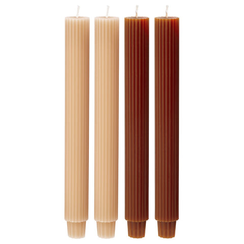 HÖSTAGILLE unscented chandelier candle, brown-orange/beige, 25 cm, 4 pack