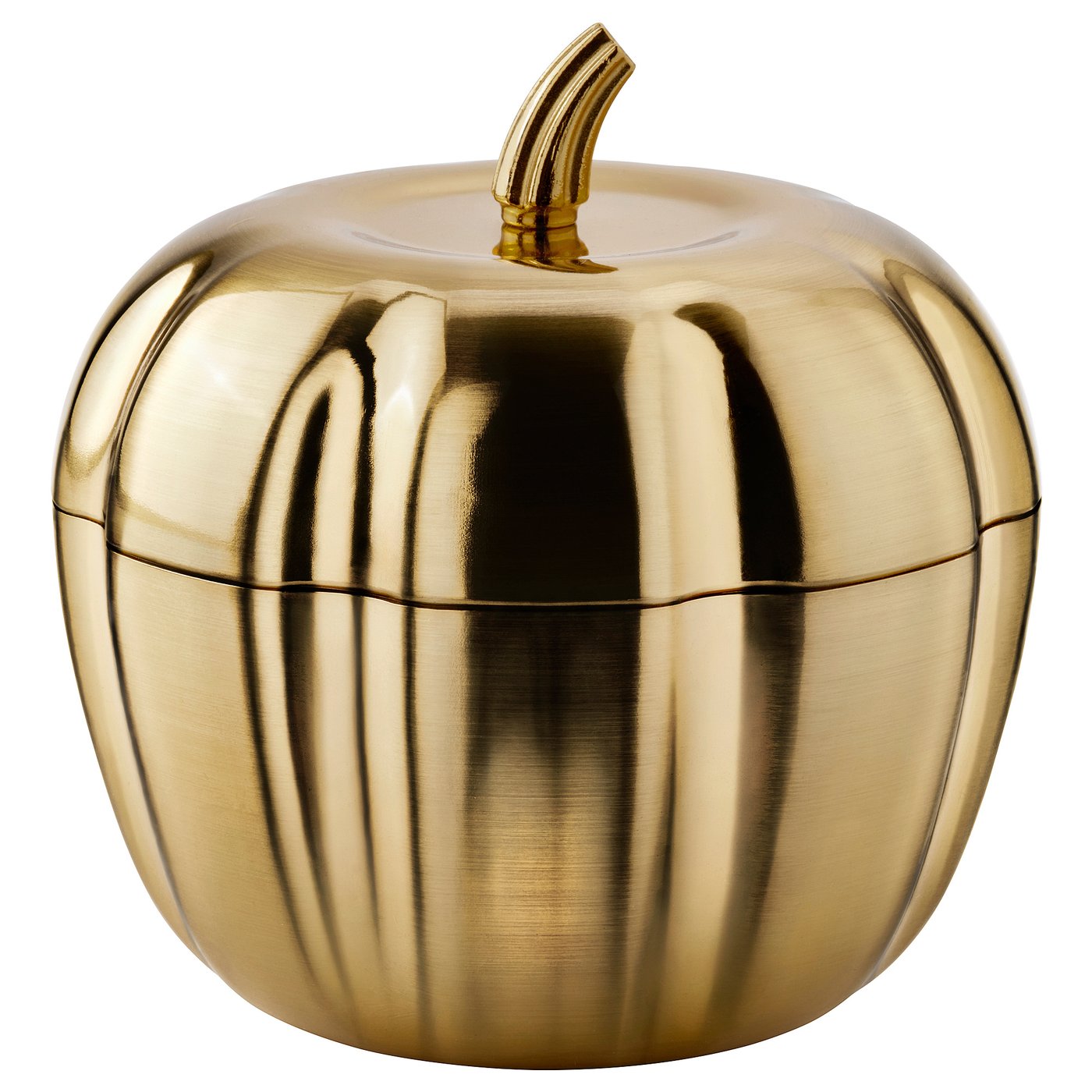HÖSTAGILLE scented candle/metal tin, 2 wicks, pumpkin-shaped/Spiced pumpkin gold-colour, 20 hr