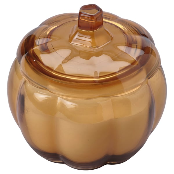 HÖSTAGILLE 2 stopp glass scented candle, Spiced Pumpkin/Brown, 40 h - IKEA United Kingdom