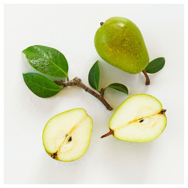 HÖSTAGILLE scented candle in glass, Pear clear glass, 35 h