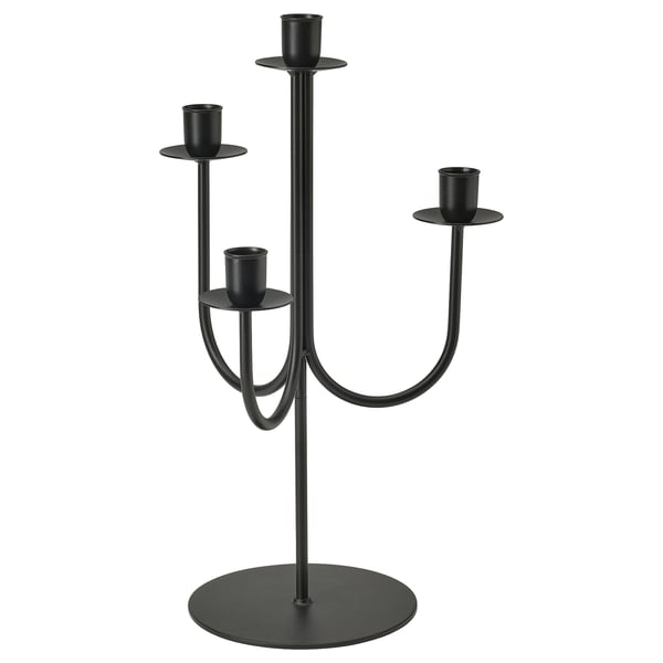 HÖSTAGILLE candelabra, black, 37 cm