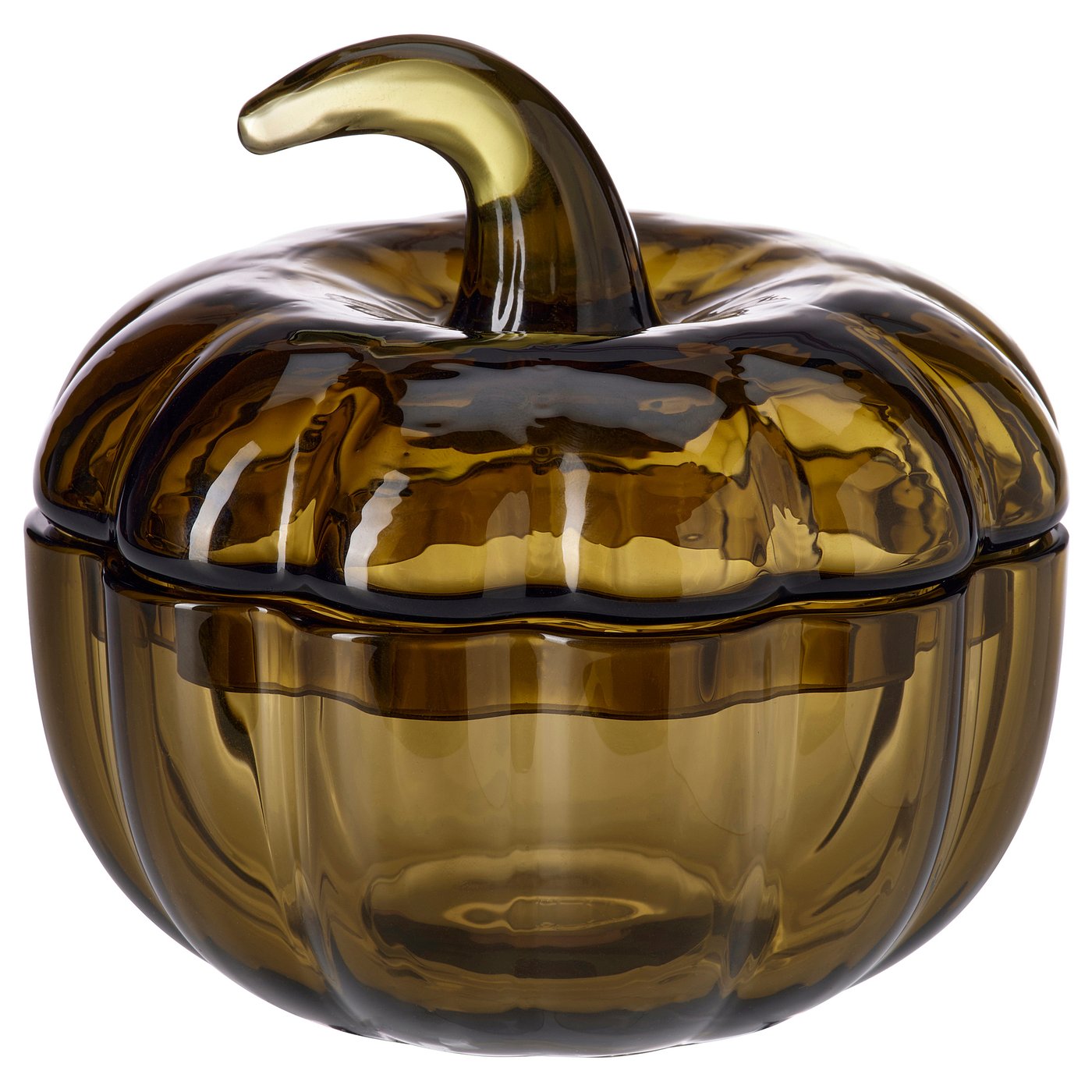 HÖSTAGILLE bowl with lid, green-brown, 13 cm