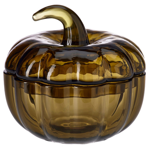 HÖSTAGILLE bowl with lid, green-brown, 13 cm