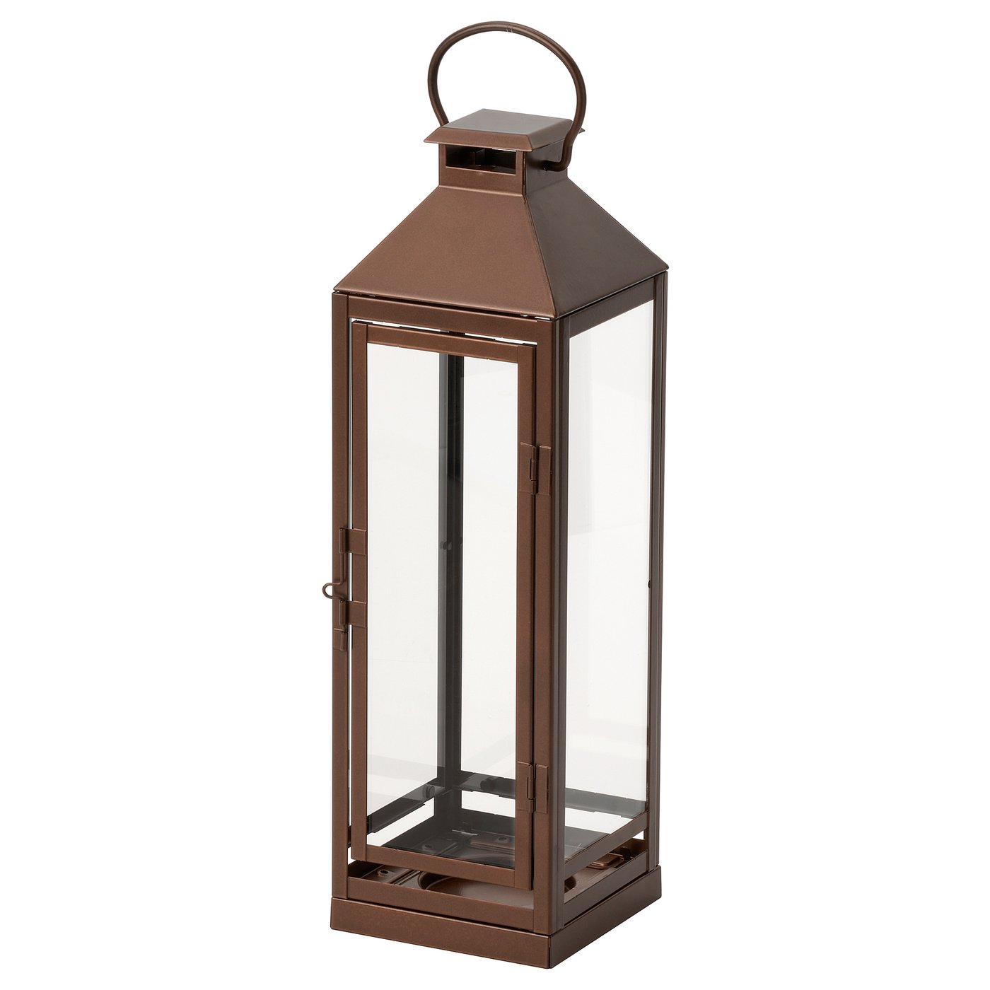 HÖSTAGILLE lantern for pillar candle, in/out, copper-colour, 43 cm
