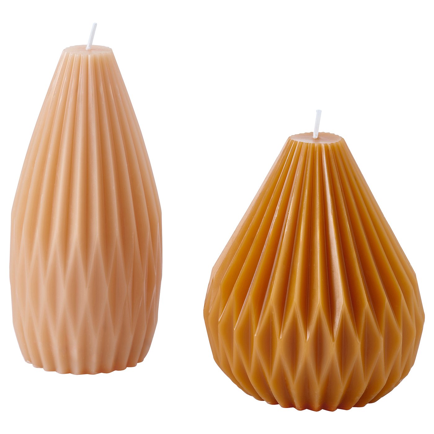 HÖSTAGILLE unscented pillar candle, set of 2, light beige/bright beige