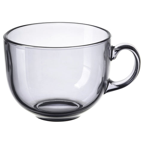 HÖSTAGILLE mug, light grey tempered glass, 50 cl