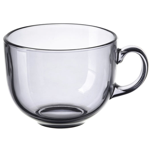 HÖSTAGILLE mug, light grey tempered glass, 50 cl
