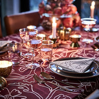 HÖSTAGILLE tablecloth, red white/floral pattern, 145x240 cm