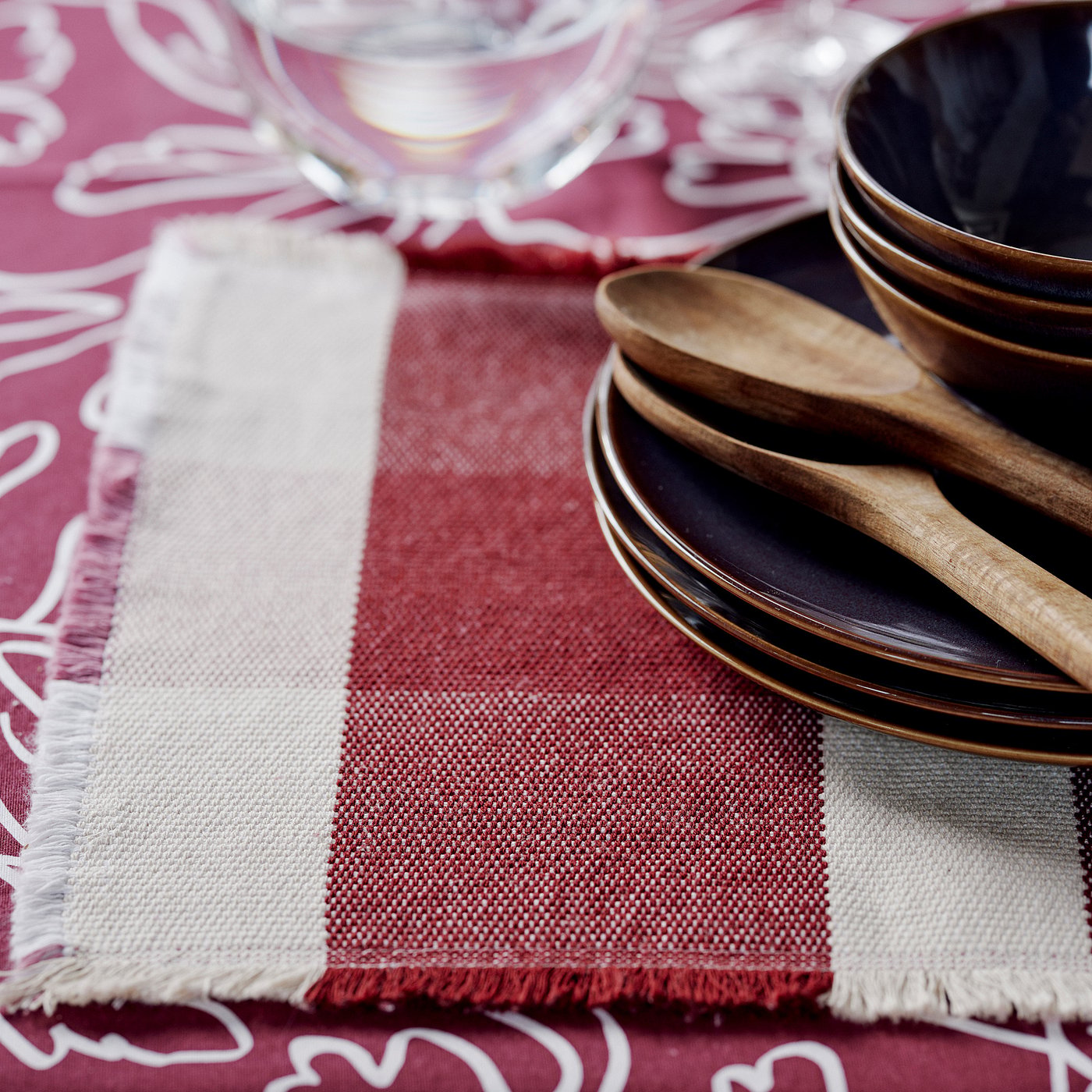 HÖSTAGILLE place mat, patterned/multicolour, 45x35 cm