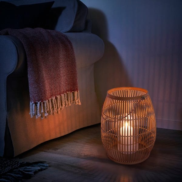 Ikea HÖVISK - Lantern for block candle, handmade bamboo, 36 cm