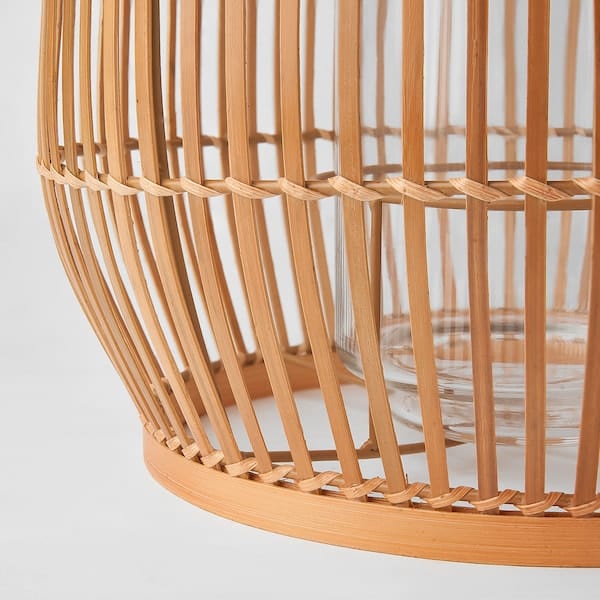 Ikea HÖVISK - Lantern for block candle, handmade bamboo, 29 cm