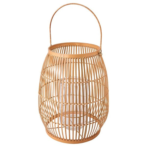 HÖVISK - HÖVISK Lantern for block candle, handmade bamboo, 36 cm